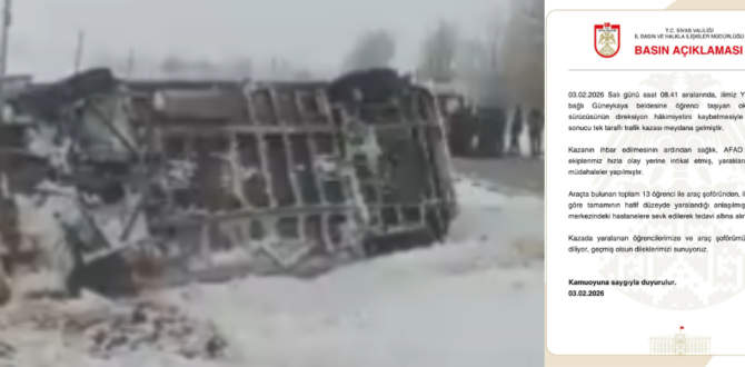 Sivas’ta, Okul Servisi Devrildi