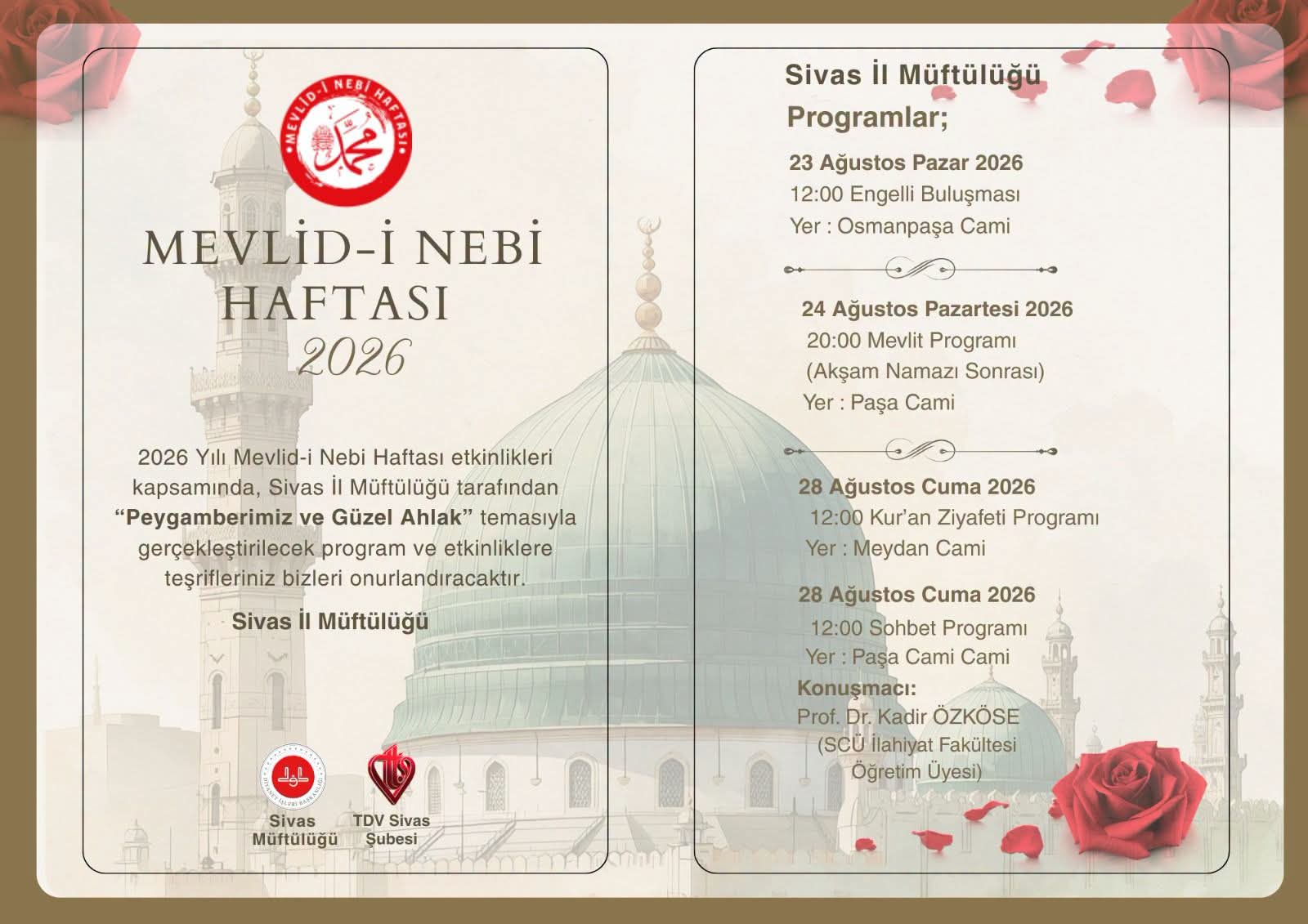 Mevlid-i Nebi Haftası Etkinlik Programı Belli Oldu